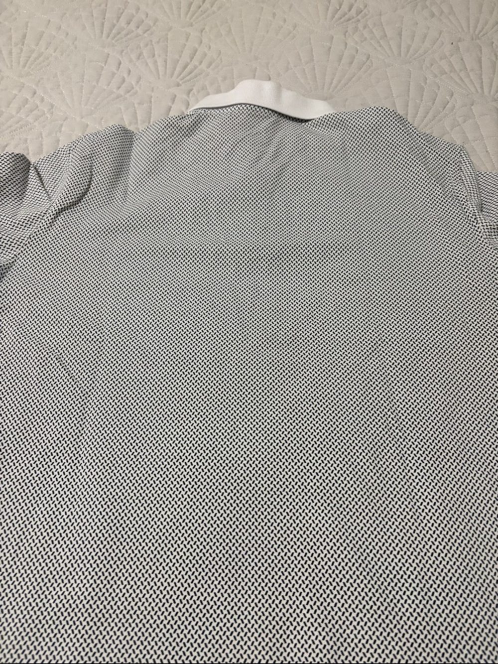 A|X Armani Exchange Black & White Patterned Polo with White Collar - Picture 3 of 3